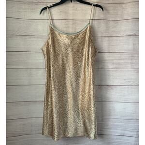 Jones New York Cheetah Print Satin Nightgown Lingerie Nightly Beige Size XL